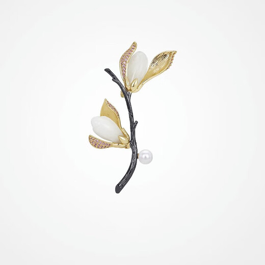 Helena magnolia brooch, high-end feminine brooch, anti-exposure women's brooch, high-end suit brooch, birthday gift for women, magnolia brooch, Qicang straight hair