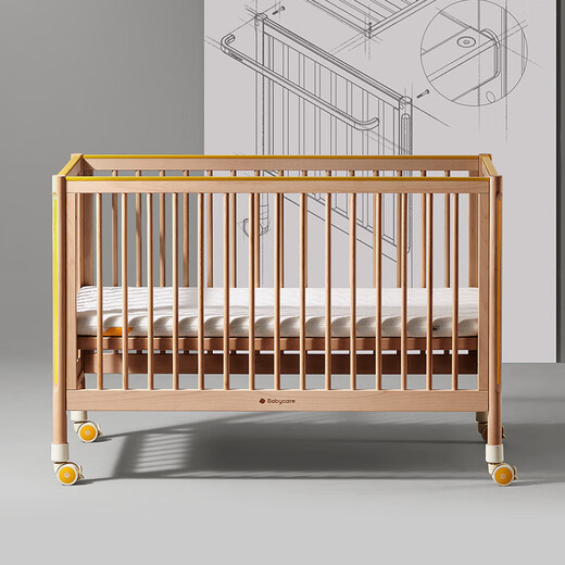 Babycare Monko Pro cuna recién nacida cama de madera maciza + colchón de bebé 4D fibra de aire colchón de doble cara