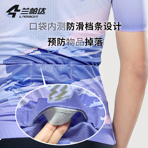 兰帕达【特价福利】骑行服男款短袖上衣专业公路自行车骑行装备 云霞男款短袖（灰紫色） XL
