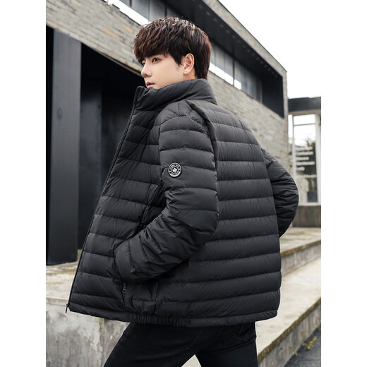 YAYA Winter Lightweight Down Jacket Men's Stand Collar Slim Lightweight Short Warm Sports Jacket KLZ Ice Wine Red M/170