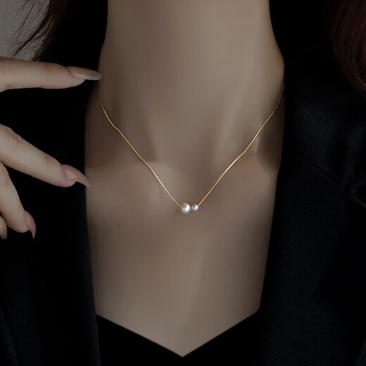 YaoYiZun large and small pearl necklace women's sterling silver birthday gift for wife light luxury high-end Valentine's Day gift for girlfriend large and small pearl necklace silver