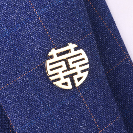 CLCEY喜字男士新郎胸针领扣女结婚西装衬衫配饰气质男徽章别针勋章 衬衫领角扣(相机) 黑色