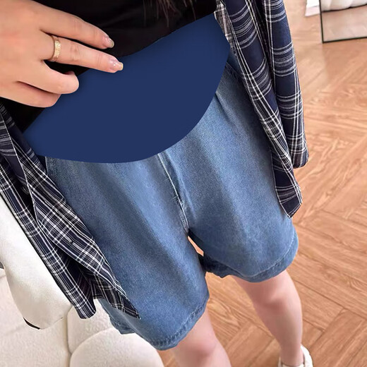 Geman drooping ennis mütterlichheitshorts tragen sommer dünne große Größe losen Mutterschaftshosen Frühlings- und Sommer-Weitbeinhosen Jeans Shorts Dunkelblau M.