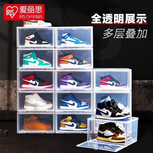 Alice shoe box aj shoe box transparent storage box shoe rack storage box shoe cabinet men's sneakers leather shoe finishing silk fully transparent 46 points 5 size AJ can hold 8 pieces