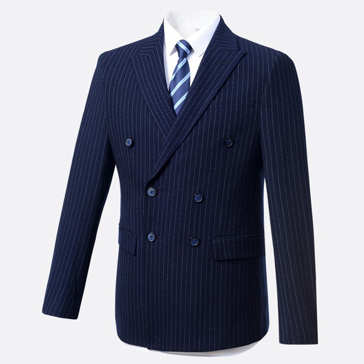 Yhv double-breasted suit men's slim-fit youth blue striped business formal casual suit 7674174 double-breasted 2XL (180)