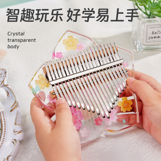 前谷（CEGA）女孩玩具拇指琴生日礼物男孩早教乐器卡林巴儿六一童节礼物 21音粉色幸运草+EVA包
