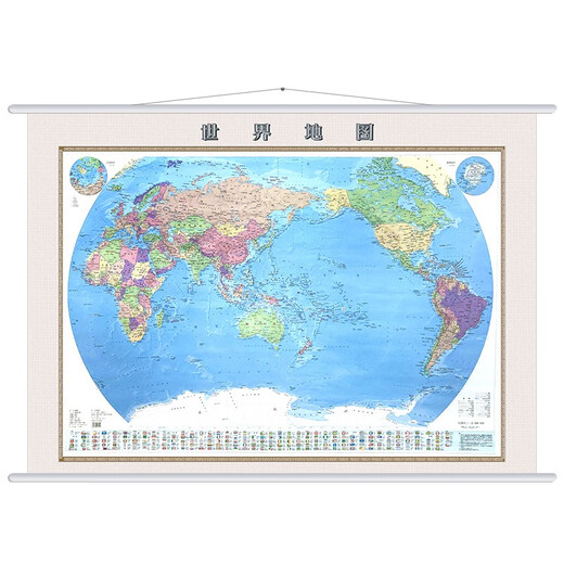 世界地图挂图 政区+地形版1.4*1米 办公家装 地理学习规划 教学参考