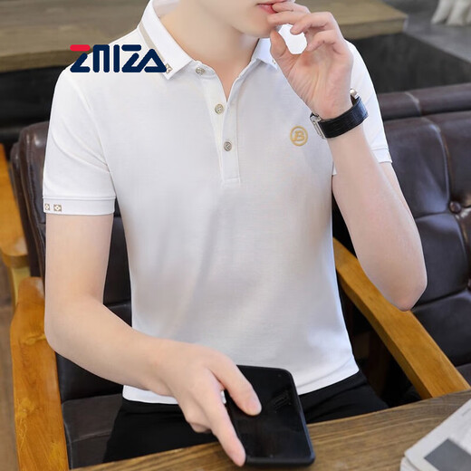 Zmza Kurzärärmelte T-Shirt für Männer Reversgeschäft Casual Summer Mode Modische einfache hübsche Polo-Nacken-T-Shirt Top für Männer 683 Ash L Empfohlen 120-135 Jin [Jin ist 0,5 kg]