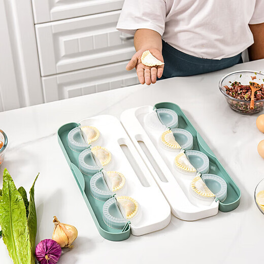 Hongtiepu Creative Dumpling Making Artifact Kitchen DIY Home Dumpling Making Tool Fully Automatic Lazy Fancy Dumpling Making Mold Dumpling Making Artifact Mold 8 Pieces Green Grass