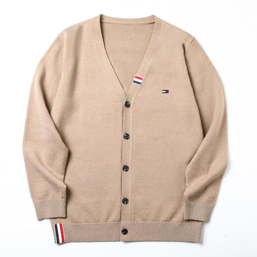 TOME BORNEKTomm汤米纯羊绒开衫男士休闲免烫V领针织羊毛衫毛衣外套男潮 灰色 165