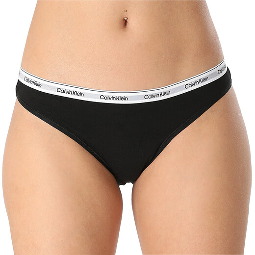 Calvin KleinCK underwear for women's cotton breathable sexy bikini briefs Three-pack MPI black and white gray S