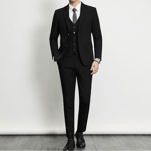 Ayou Fat suit Set Men's Business Form Family Family Family Family Family Care Professional Tong Two -piece Dress Black 3XL