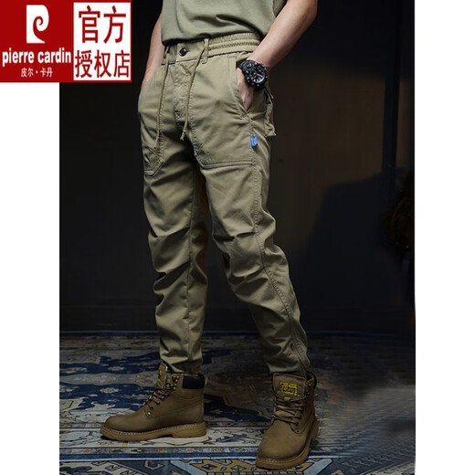 Pierre cardin men's high-end pure cotton casual pants men's American fashion brand retro loose spring and autumn summer work pants outdoor tying pants khaki 679 summer thin style 33 suggest 150-160Jin [Jin equals 0.5 kg]