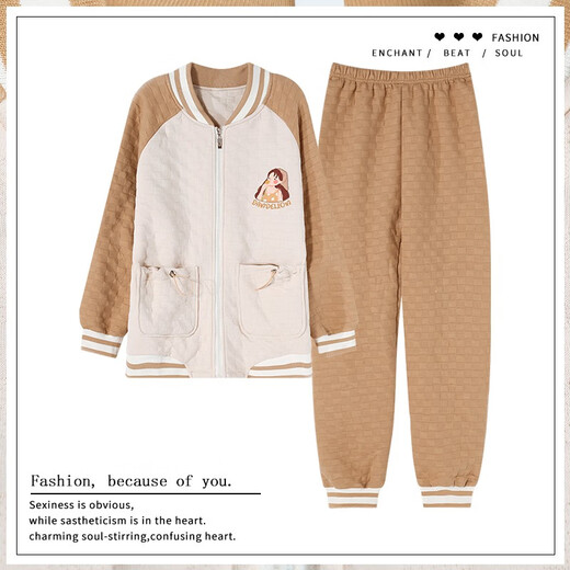 Camisa cómoda para mujeres, mangas largas de algodón puro de invierno, otoño e invernal de calidez delgada de algodón de algodón de algodón delgada, ropa para mujeres cálidas para el hogar MC15275 XXL (recomendado 135-150jin [Jin es igual a 0,5 kg])