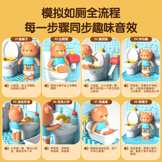Balson Kinderhaus spielen Simulation Badespielzeug Baby Simulation Toilettenszene Training mit Sound Effect Girl Geburtstagsgeschenk