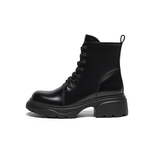 Hush Welpen Martin Boots Damen High Top British Dicke Sohle Casual Stiefel Q2N02DD4 Black 35