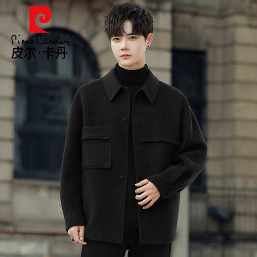 Pierre Cardin high-end double-sided wool jacket men's coat autumn and winter thickened high-end short woolen woolen coat pickle green M (under 130)