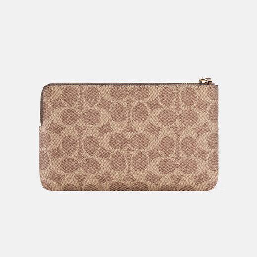 COACH Brand Direct Supply Women's Small Coin Purse Wrist Bag Khaki Presbyopia with Brown CZ277