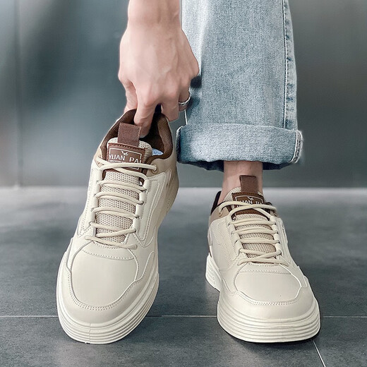 Changxiang Huili Frühlings- und Sommerschuhe Herrenschuhe atmungsable Brettschuhe Herren-Sportschuhe Weiche alleinige vielseitige Leinwand weiße Schuhe YJ-2265 Beige 42
