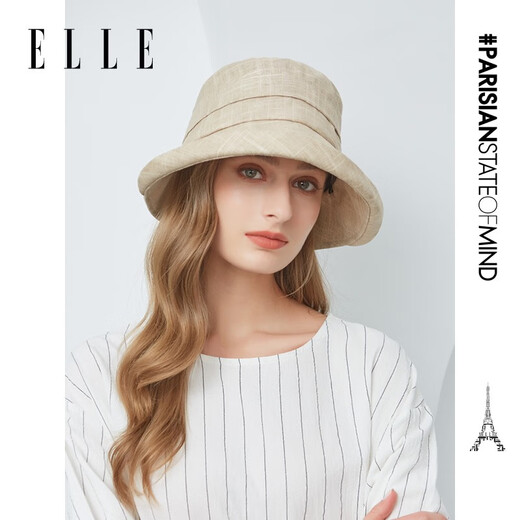 
ELLE fisherman hat fashionable and versatile casual outdoor French elegant top hat sunbasin hat brim linen fashion hat Mika