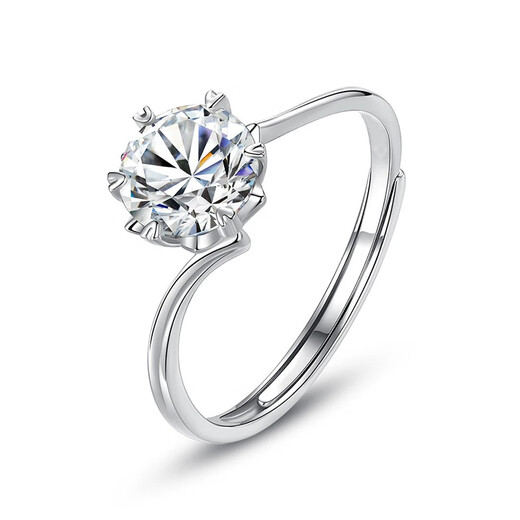 RHM one carat moissanite platinum ring for women platinum six-claw engagement diamond ring Valentine's Day gift for girlfriend Platinum six-claw moissanite ring + certificate + gift box