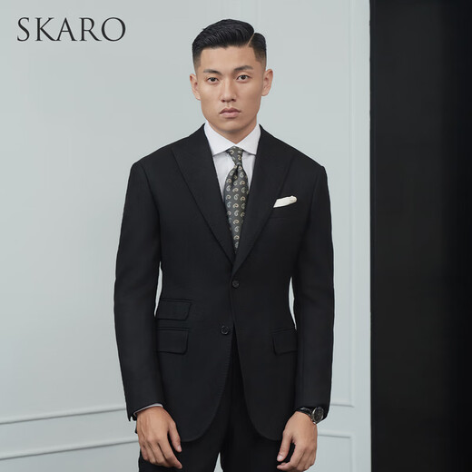 SKARO Australian MERINO wool business formal suit autumn and winter suit male groom wedding black SKG1271A size 42 top, please note the size of the trousers