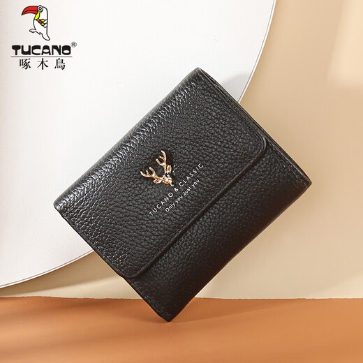 Woodpecker (TUCANO) women's wallet short 30% off sweet lady first-layer cowhide thin wallet practical birthday gift for girlfriend