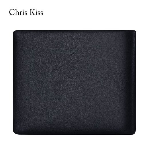 CHRIS KISS男士钱包男短款真皮多卡位头层牛皮钱夹送男友老公生日礼物礼盒装 专柜礼盒 免费打印一张照片哟