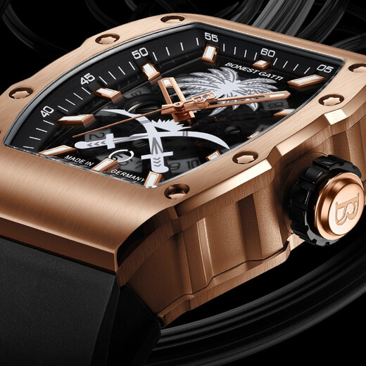 Bugatti (BONEST GATTI) Phantom Series German Hollow Men's Watch Barrel Automatic Mechanical Watch Valentine's Day Birthday Gift BG9904-A1 Dark Green