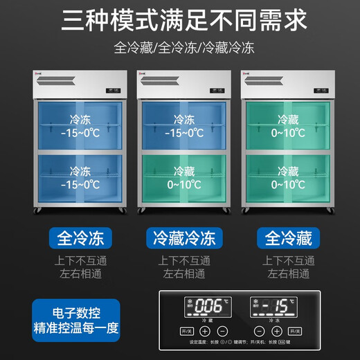 志高（CHIGO）四门冰箱商用大容量 厨房冰柜立式不锈钢双温冷冻冷六门冰箱定制藏餐饮酒店后厨冷柜商用 680L丨双压缩机上冷藏下冷冻标准款
