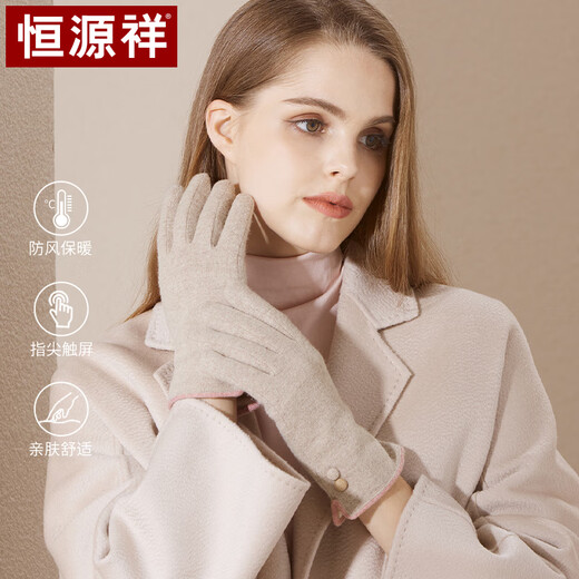 Hengyuanxiang gloves for women in autumn and winter, warm, windproof and cold-proof, cycling and driving, touch screen wool gloves, winter plus velvet gloves