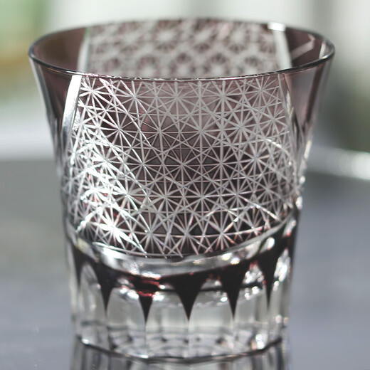 Chizhi Edo Kiriko Bohemian whiskey cup handmade high-quality beer glass wine glass gift box cup glass purple chrysanthemum 220ml 1 piece