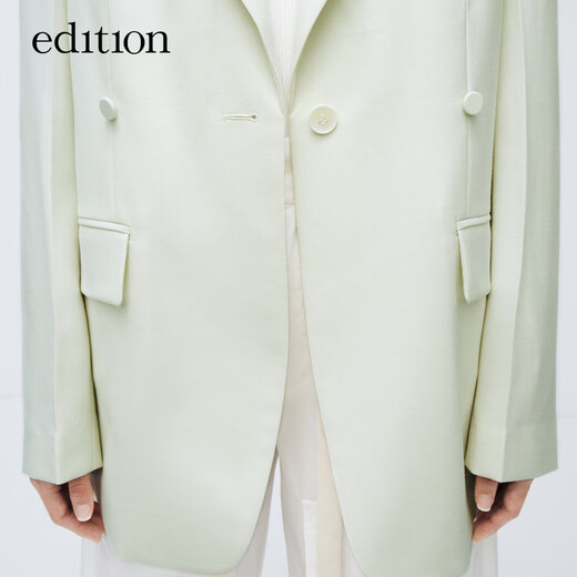 Edition suit jacket spring new old money style wool worsted waist commuting female gentleman suit elegant white green S 160