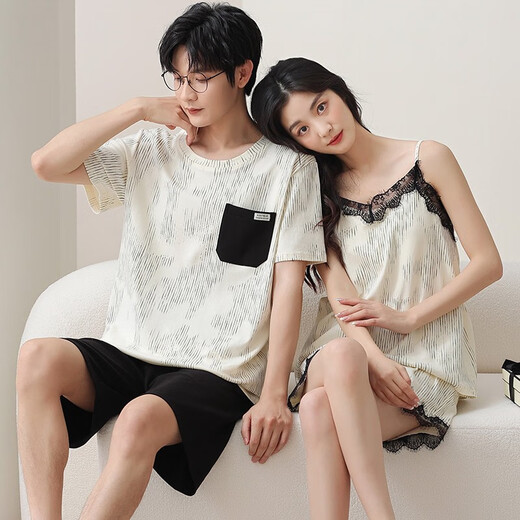 Lemianxina pareja pijama para mujeres en verano algodón de algodón puro ropa para el hogar