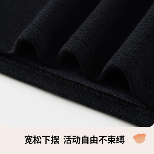 Classic Teddy classic Teddy children's velvet bottoming shirt for boys and girls thickened warm tops for middle children with half turtleneck black 90
