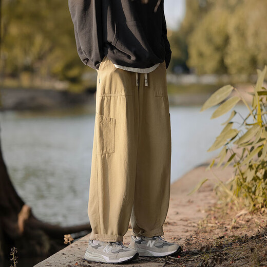 Dingfengbaoluo pantalon décontracté pour hommes et été pantalon de travail pant pantalon pantalon à tendance tendance pantalon polyvalent HK22374 Kaki xl