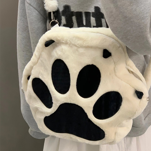 Yu Dingfu Plush Backpack Female Kitten Claw Girly Heart School Bag Large Capacity Student Backpack Cartoon Japanese Soft Girl Pain Bag White