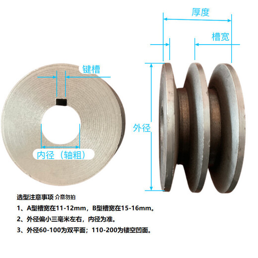 Outer diameter 60mm-120mm motor pulley pulley triangle pulley A type double groove outer diameter 60mm inner diameter 16mm A type single groove outer diameter 60mm inner diameter 16mm