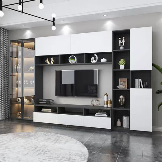 Youershi 2025 Neues TV -Schrank TV -Hintergrund Wall Neue Kombination Set von Hochschrank Wohnzimmer Leicht Luxusweinschrank Bücherregal mit Glas A02 Länge 2575*32/40*200