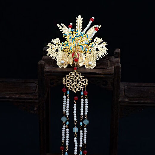 CLCEY luxury phoenix crown Ming-made bridal headwear Hanfu wedding hair crown new Chinese style wedding queen wedding Xiuhe hair accessories luxury phoenix crown complete set ear hook style