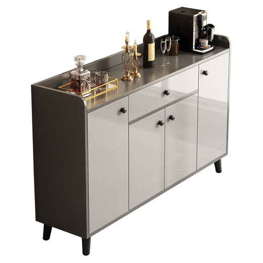Kenosu tea cabinet, side cabinet, storage cabinet, living room wall storage cabinet, light luxury tea cabinet, storage rack, storage cabinet, meal cabinet, recommended [four doors and one drawer] sky gray 120*30*84