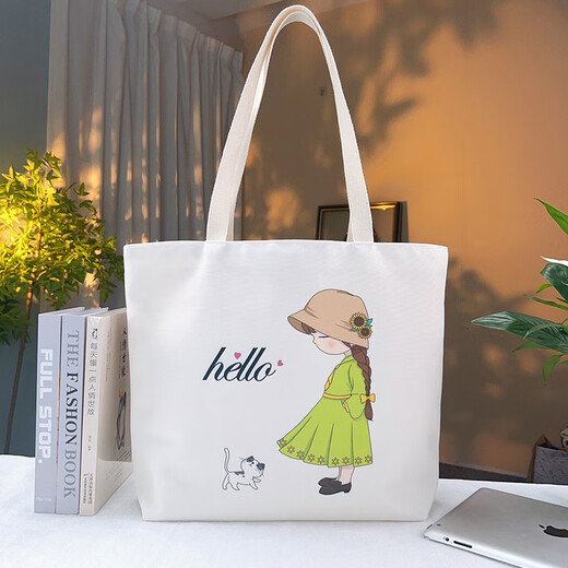 Skana Versatil Fashion Canvas informal de un solo hombro de un solo hombro Cartoon Student Student Bolsa de gran capacidad de gran capacidad desplazándose para trabajar en la bolsa de mamá Pequeña trompeta [21*29]