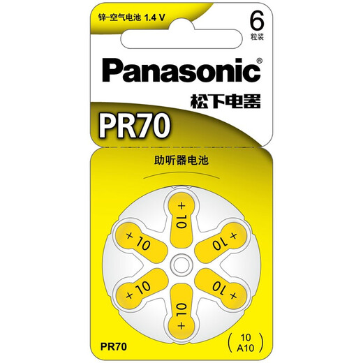 松下（Panasonic） 助听器电池a13西门子莲花纽扣电子a675p a10号a312老人耳背式 A10/PR70-6粒