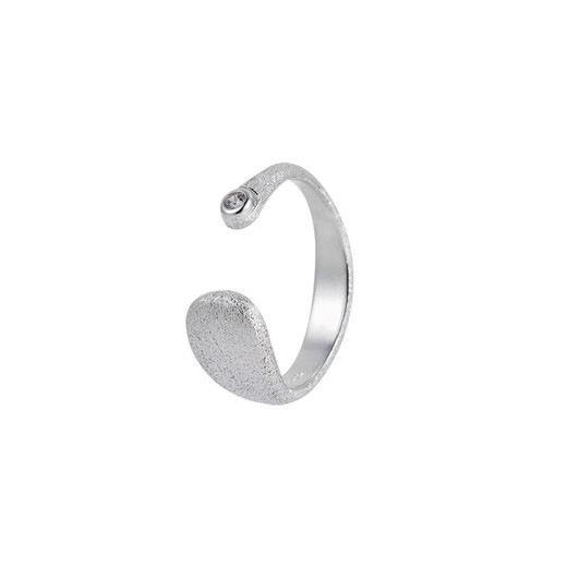 Qiuyu sterling silver frosted vegetarian ring index finger ring for women niche design high-end fashion open ring Christmas gift sterling silver ring exquisite gift box