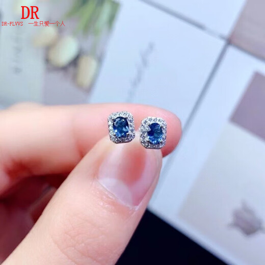 Topaz earrings s925 silver inlaid with natural London blue earrings stone size 3*4MM special price