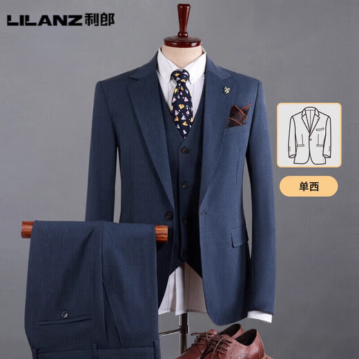 L Lilang's men's suit business formal wear wedding groom's dress new style casual suit jacket men's khaki suit + vest + pants 2XL