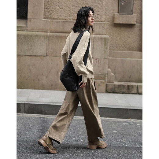 Demana fashionable rhombus textured autumn and winter basic simple warm high-neck casual lazy sweater