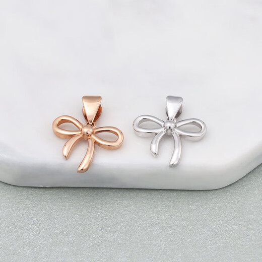 Gold fork 18K rose gold platinum gold bow pendant K gold plain gold women's pendant necklace pendant 18K rose gold 0.89g