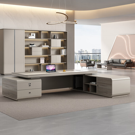 Chengyu boss desk office desk simple modern light luxury leadership office desk and chair combination president executive desk 2.2m double side cabinet + 2.4m background cabinet + boss chair