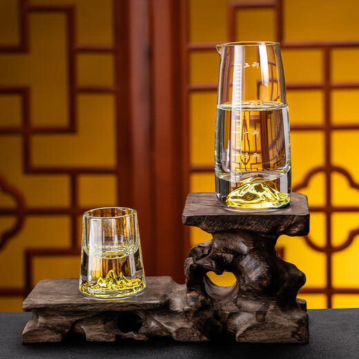 Flower Language Four Seasons Light Luxury White Wine Cup Wine Divider Household Set High-end Wine Set Commercial One-cup Small Bullet Cup Glass with Scale Diamond Face Jiangshan Cup 2 pieces + Wine Divider 100ml 1 piece